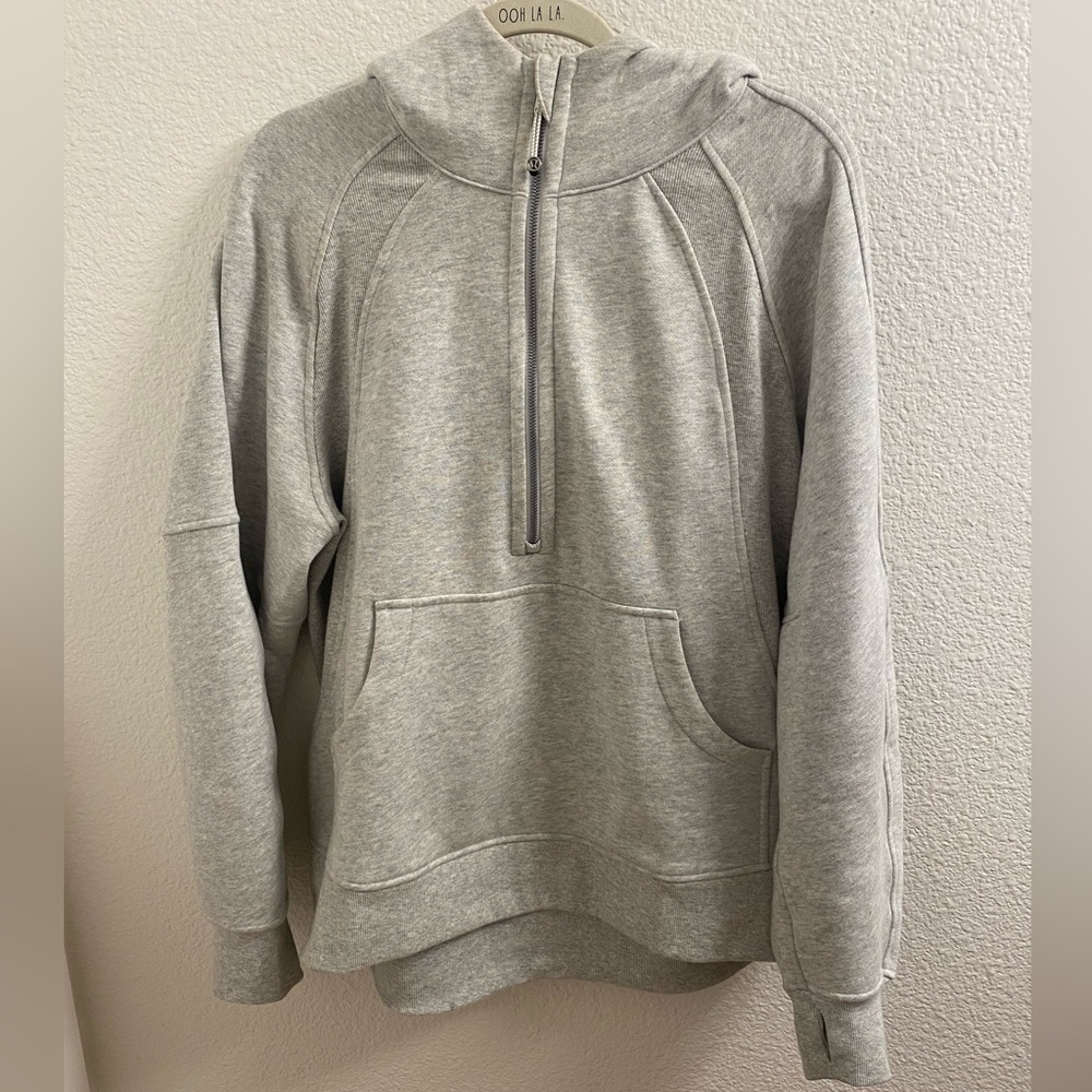 Lululemon Athletica Light Gray Scooba Half Zip Hoodie Long Sleeve - Picture 2 of 13